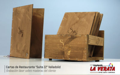 Cartas de madera para el restaurante Suite 22 Restaurant & Gin-Club de Valladolid